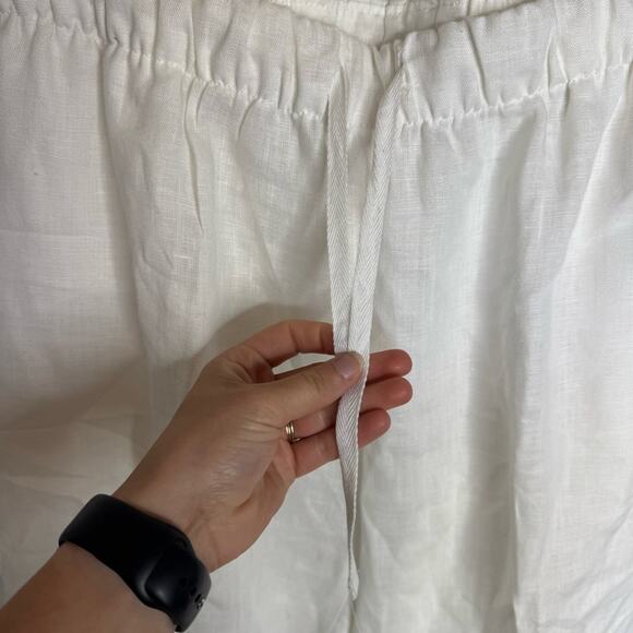 Crown Linen Design White 100% Linen Drawstring Coastal Pants Size Large - Picture 2 of 6